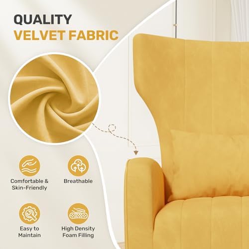 Nalupatio Velvet Accent Chairs Set of 2 Modern High Back Armchair Arm Chair - Image 3