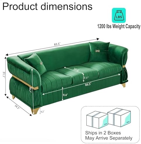 KEIKI 84" Luxury Oversized Velvet Chesterfield Sofa - Image 2