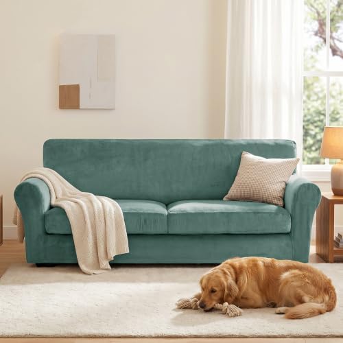 XINEAGE 3-Piece Velvet Sofa Cover, Couch Covers - Image 4