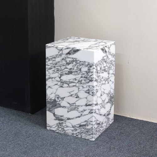 White Marble Side Table, Square End Table, 12 Inch Stone Table - Image 5