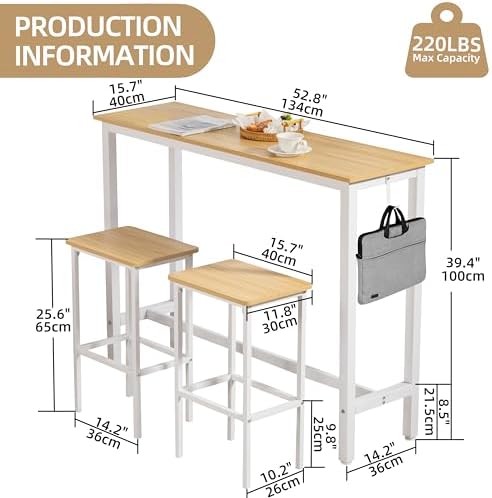Finnhomy 52.7" Industrial Bar Table Set - Image 5