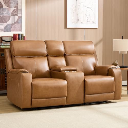 CANMOV Genuine Leather Power Recliner Loveseat by CANMOV