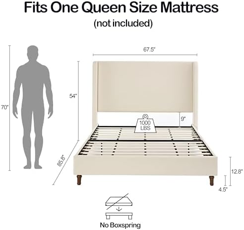 Upholstered Bed Frame Queen Size - Image 2