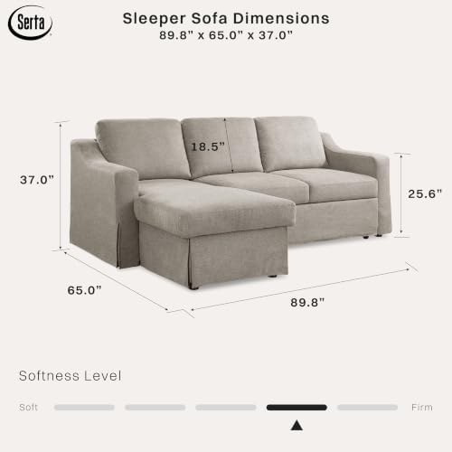 Serta Hawthorne 132.7" Slipcovered Convertible Sleeper Sofa Chaise, Queen Size - Image 2