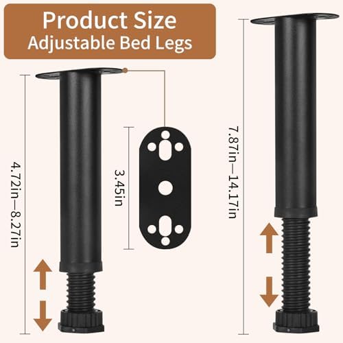 8Pcs Metal Adjustable Height Bed Support Legs - Image 2