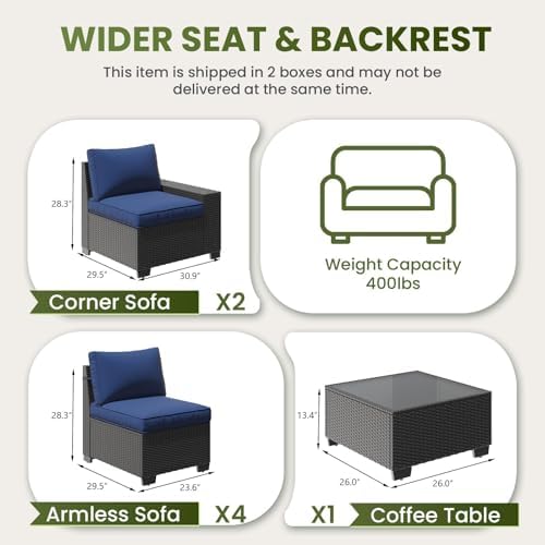 7-Piece Outdoor Patio Furniture Set, 6-Seat All-Weather PE Rattan Wicker Patio - Image 2