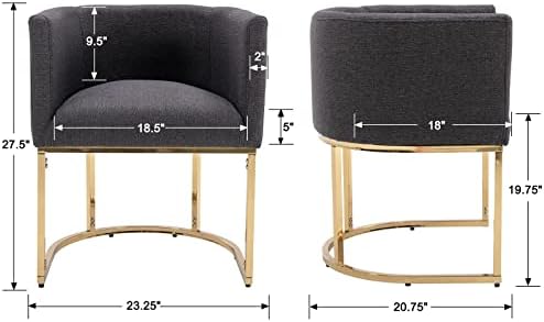 HNY Mid Century Modern Upholstered Barrel Dining Chairs - Image 2