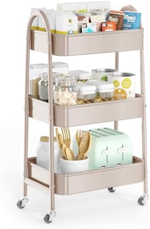 EAGMAK 3 Tier Utility Rolling Cart, Metal Storage Cart by EAGMAK
