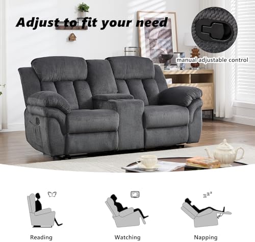 CANMOV Recliner Sofa Set, Manual Recliner Loveseat - Image 3