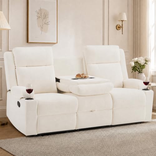 GUEAPY Reclining Sofa for Living Room, Flip-Down Center Backrest, 4 Cup Holders by GUEAPY