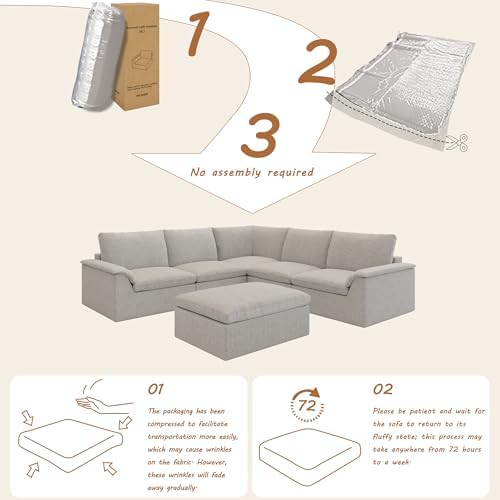 EASE MOOSE 115" Modular Sectional Sofa, Boneless Couches - Image 3