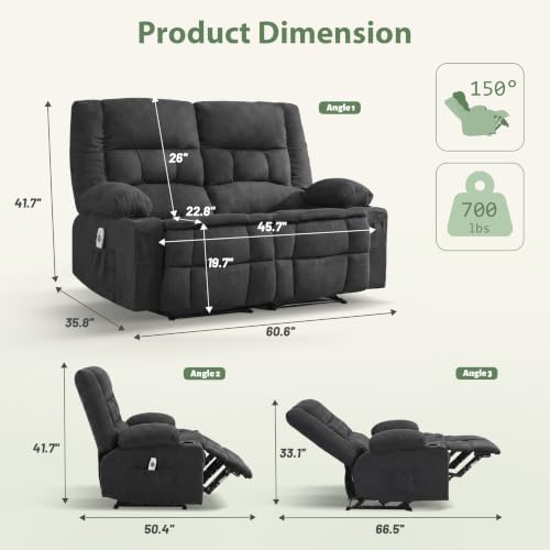 Loveseat Recliner Sofa, Wall Hugger Reclining Loveseat - Image 2