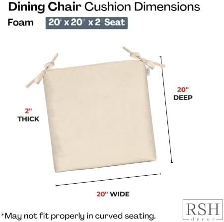 RSH DECOR Sunbrella Foam Chair Cushions Set of 2 | 20x20x2 | All-Weather Square - Image 3