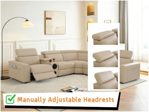 Power Recliner Sectional Couch, Breathing Leather Living Room Furniture Set - Image 5