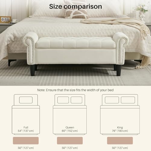 SOFTHION 50" Storage Bench for Bedroom, Velvet Upholstered - Image 4