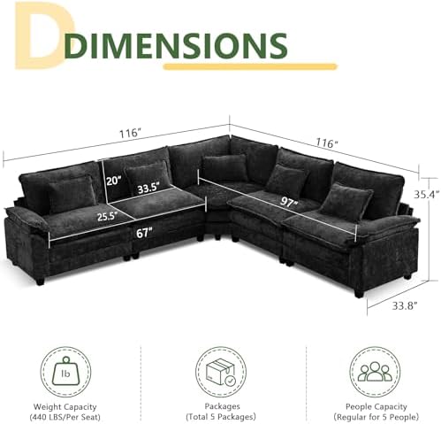 Oversized Modular Sectional Sofa Set, Convertible Deep Seat Cloud Couch - Image 2