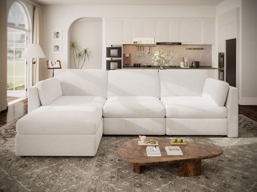 Oversized Modular Sectional Sofa L-Shaped Cloud Couches White - Image 3