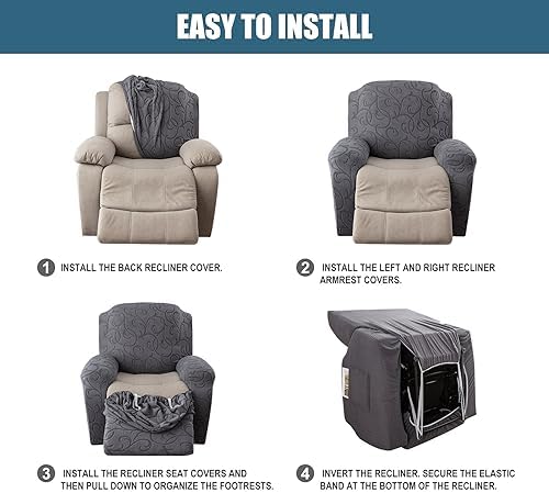 4 Pieces Recliner Cover Stretch Sofa Slipcover, Sofa Couch Cover - Image 5