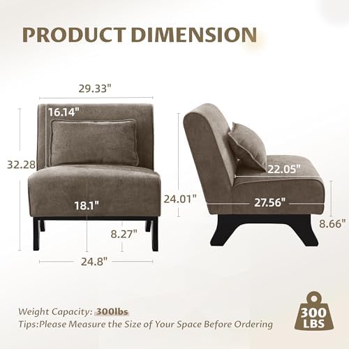 Armless Accent Chairs Set of 2 Upholstered Living Room Side Chairs - Image 2