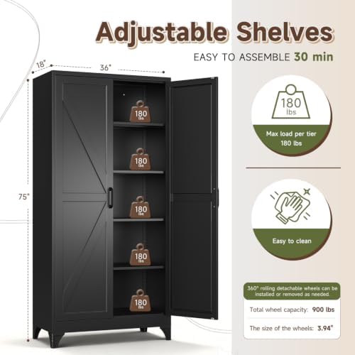 Letaya 76" H Metal Garage Storage Cabinets - Image 3