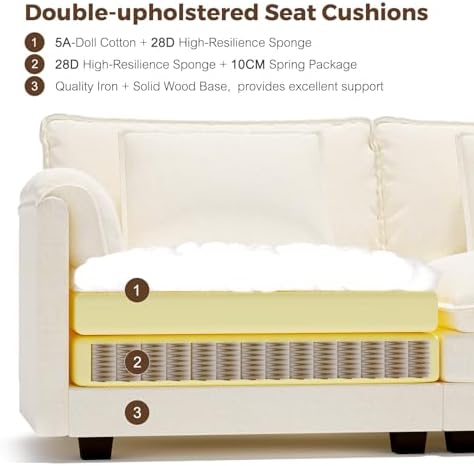 ELUCHANG 150" U Shaped Cloud Couch Sectional, Comfy Cloud Modular Sofa - Image 5