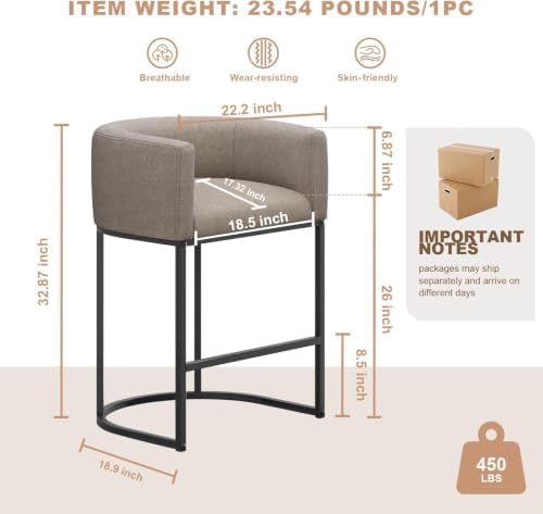 26" H Counter Height Bar Stools Set of 3, Modern Barrel Counter Stools - Image 2