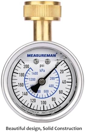 MEASUREMAN 2-1/2" Glycerin Filled Stainless Steel Water Pressure Test Gauge - Image 6