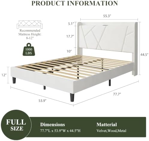 Garvee Full Bed Frame with Storage Shelf and Upholstered Headboard - Image 2