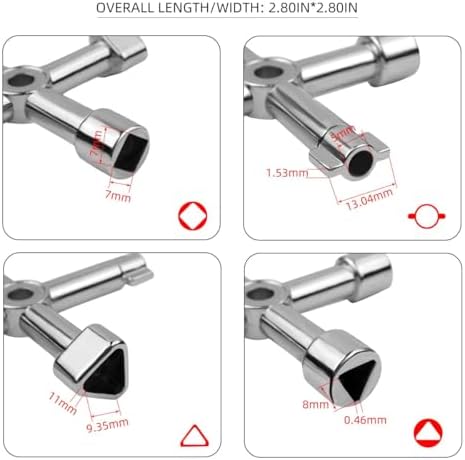 Triangle Multi-functional Sillcock Key 4 Way Square Wrench Water Utility Key - Image 3