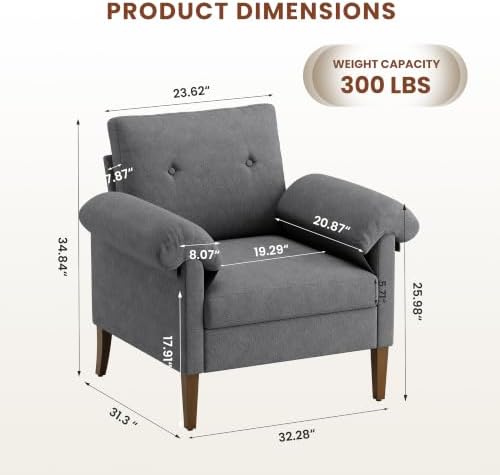 Accent Chair, Modern Upholstered Corner Chair - Image 2