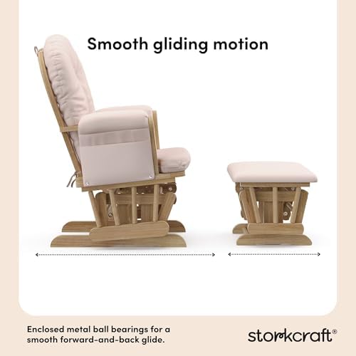 Storkcraft Premium Hoop Glider & Ottoman, Natural/Pink - Image 5