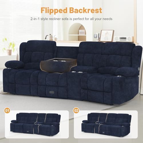 Dresegmt Recliner Sofa with Storage Console, Flip Middle Backrest Design - Image 5