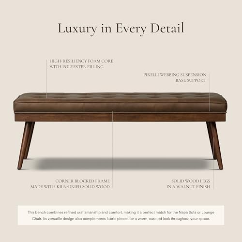 Poly & BARK 55" Tufted Leather Bed Bench - Image 4