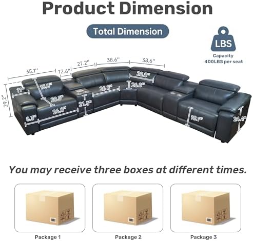 Power Recliner Sectional Sofa - Image 2