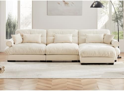 130" Modular Sectional Sofa, Velvet Upholstered Couches - Image 4
