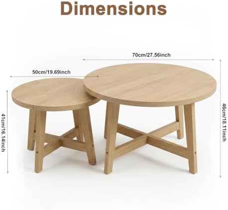 WILLIAMSPACE Round Wooden Nesting Coffee Table Set of 2 - Image 2