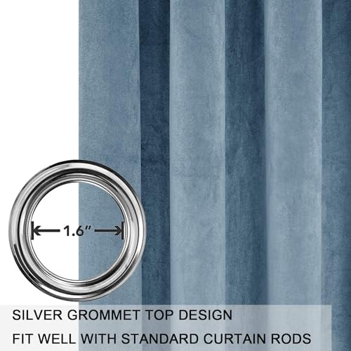 SMILETIME Sky Blue Velvet Curtains 52"x90" Grommet 2 Panels - Image 3