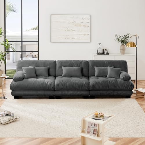 Modular Sectional Sofa for Living Room, 3 Seater Grey Large Sectional Couches by Wunlerlant