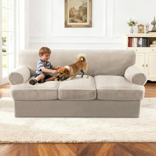 Turquoize T Cushion Sofa Slipcover 4 Piece Sofa Covers - Image 3