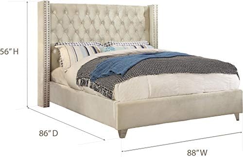 Meridian Furniture Aiden Collection AidenCream-K Modern | Contemporary Velvet - Image 3