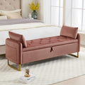 Storage Bench for Bedroom, 65 in End of Bed Storage Bench Rose Gold by HOMYKA