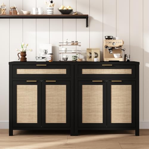 HOKYHOKY 30" Rattan Sideboard Buffet Cabinet, Boho Storage Cabinet - Image 4