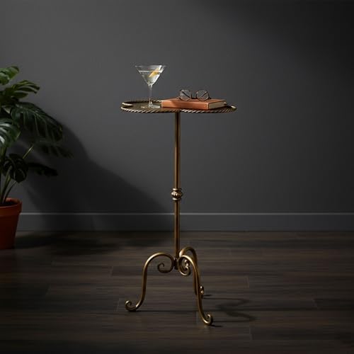 Antique Gold Metal Side Table, Modern Accent Small Drink Table, Coffee Martini - Image 7