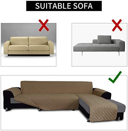 Easy-Going Reversible L-Shape Sectional Couch Cover, Camel/Camel - Image 4