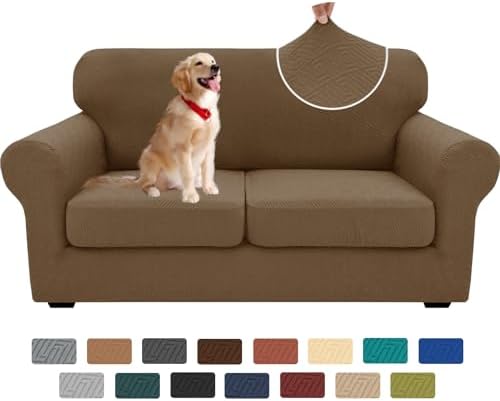XINEAGE 3-Piece Stretch Loveseat Sofa Cover, Washable Couch Covers by XINEAGE