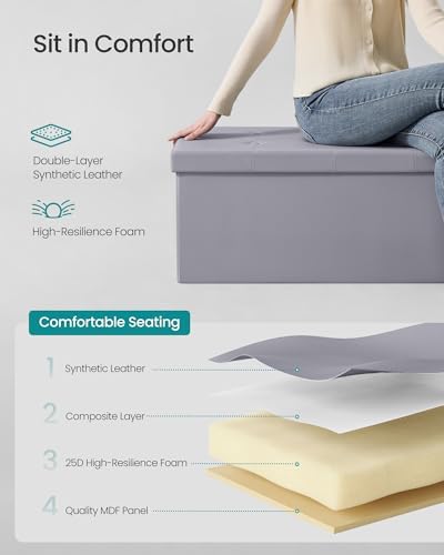 SONGMICS Storage Ottoman Bench, 43.3 Inches Folding Foot Rest Stool - Image 5