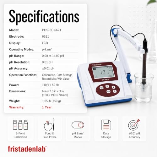 Fristaden Lab pH Meter for Food & Fruit | 6621 Probe | Buffers Included - Image 6