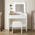 Vanity Desk with Power Outlet, Makeup Vanity with Large Mirror and LED Lights by Unknown