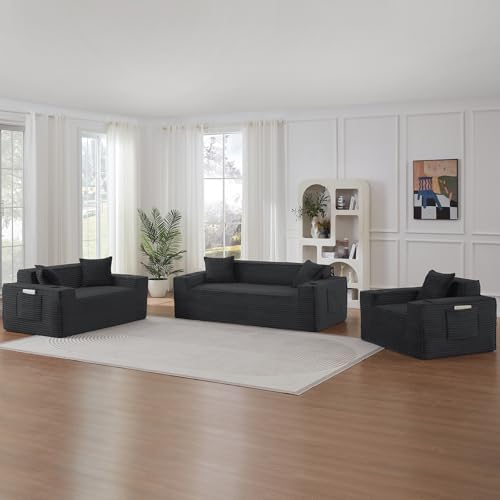 3 Piece Set Comfy Boneless Sofa Couch by Easilive