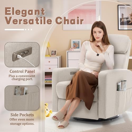 Korser Power Recliner Chair for Adults, Swivel Rocker Recliner - Image 6